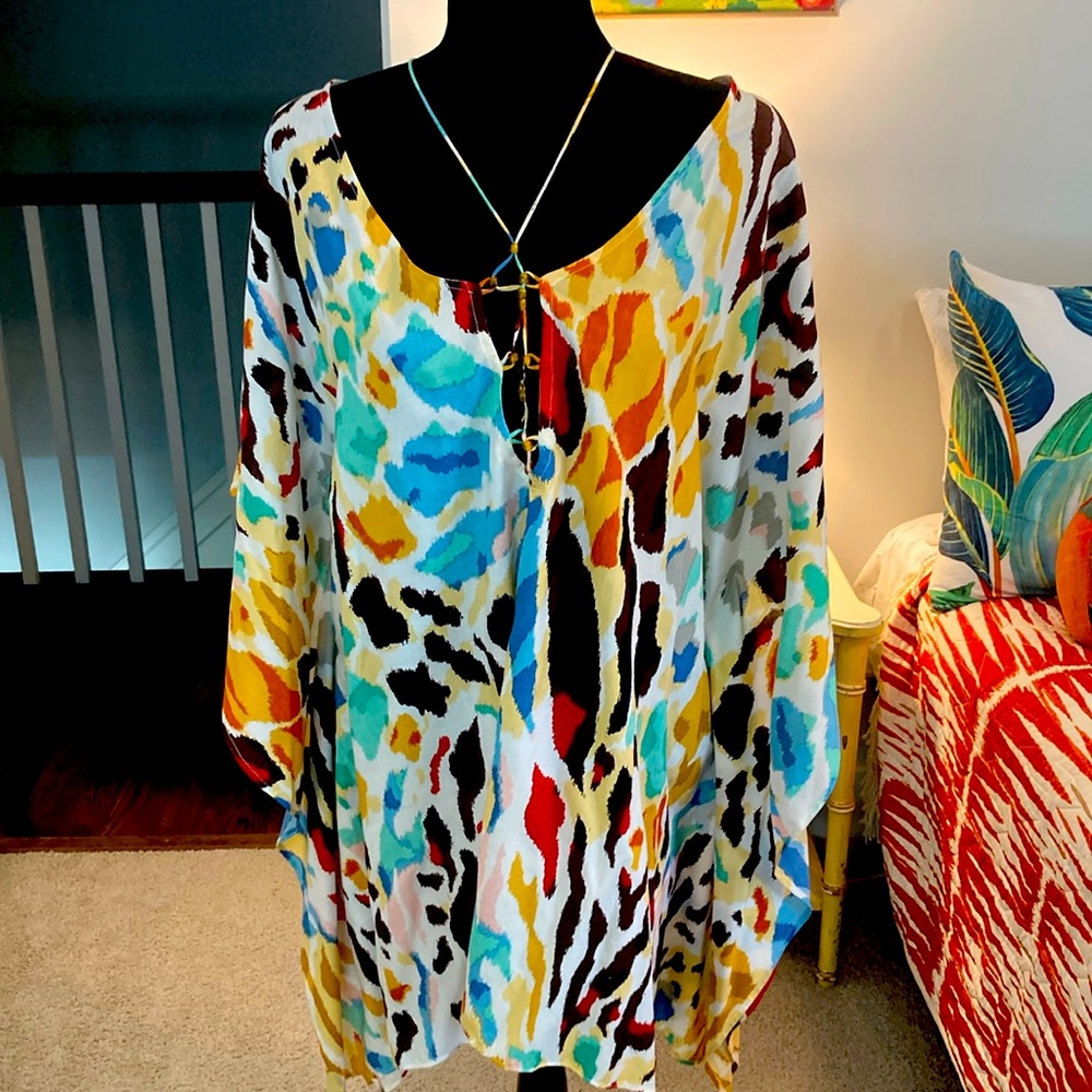 NwOT Anthro leopard multi beach cover up/tunic